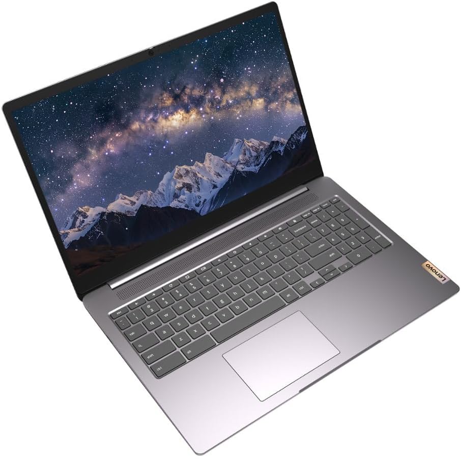 Lenovo IdeaPad 3i 15.6" FHD Chromebook: Intel Celeron, 4GB RAM, 64GB Storage, WiFi 6, Arctic Grey with SageNova Earphones