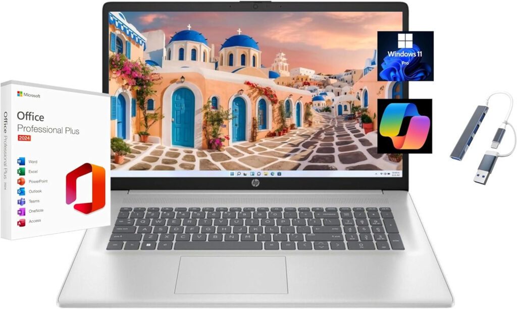 HP 17.3" Full HD Laptop - Intel Core i7, 32GB RAM, 512GB SSD, Windows 11 Pro & Free Lifetime Microsoft Office 2024