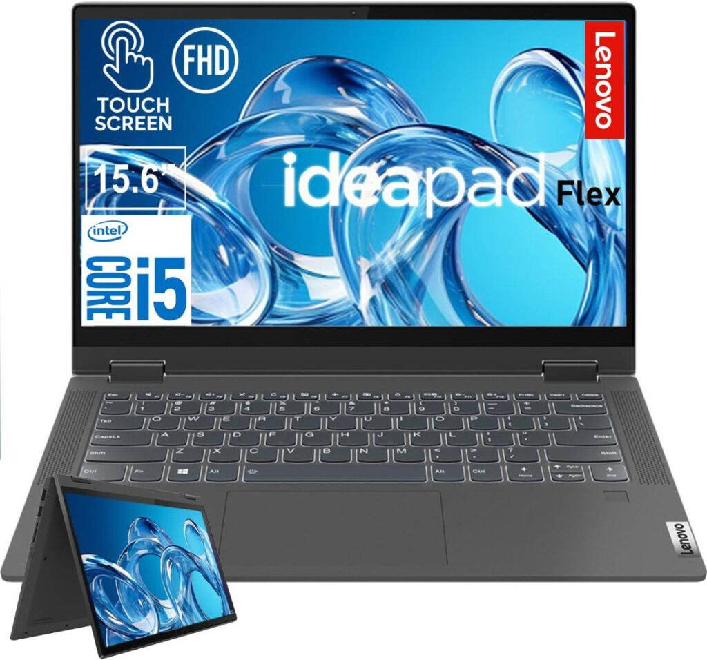 Lenovo IdeaPad Flex 5 15.6" FHD Touchscreen Laptop: Intel Core i5, 8GB RAM, 1TB SSD, Windows 11, Backlit Keyboard, Fingerprint Reader, Graphite Gray