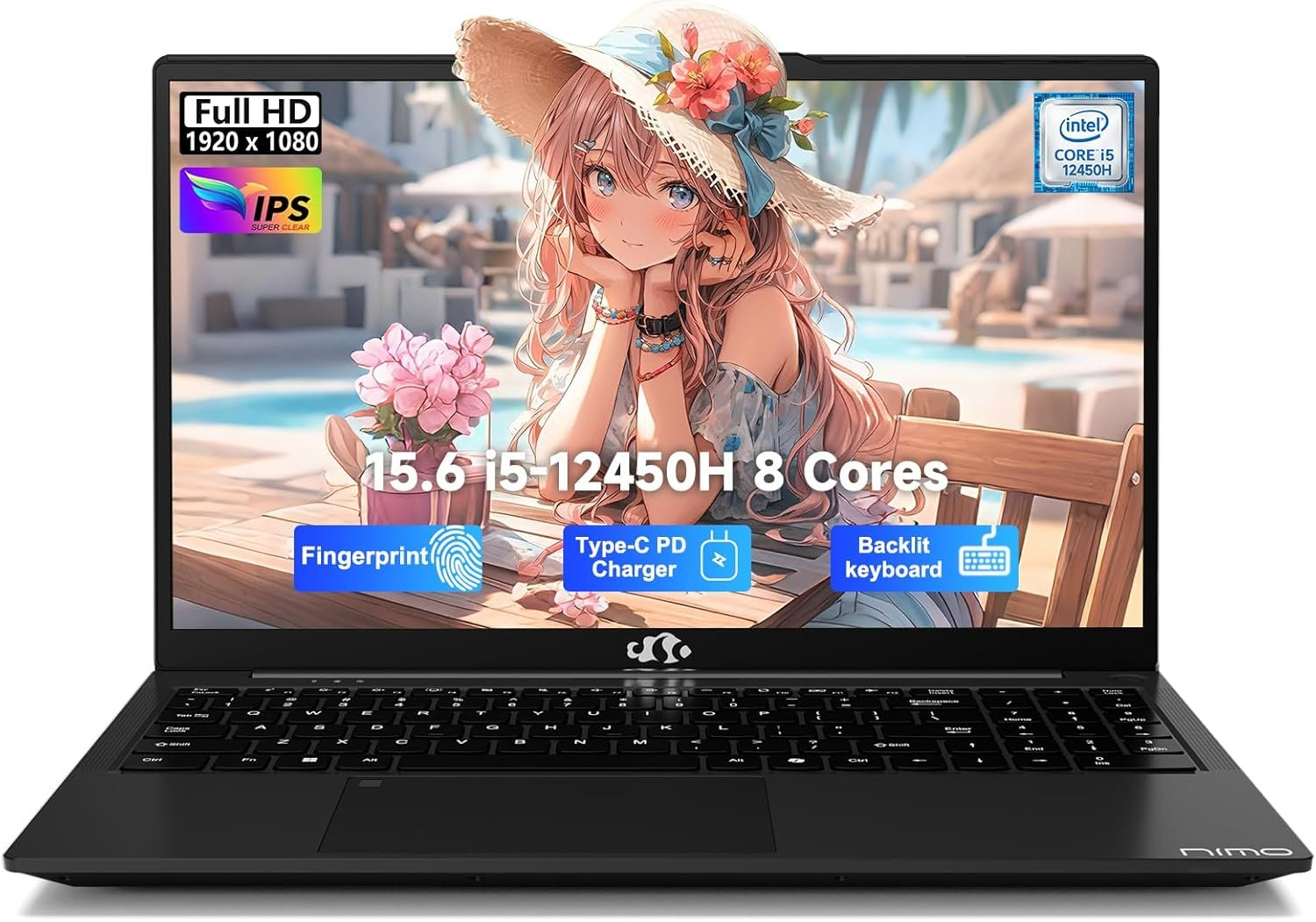 NIMO 15.6" FHD IPS Laptop - Intel i5 12450H, 8GB RAM, 256GB SSD, Ideal for Professionals & Students with 2-Year Warranty