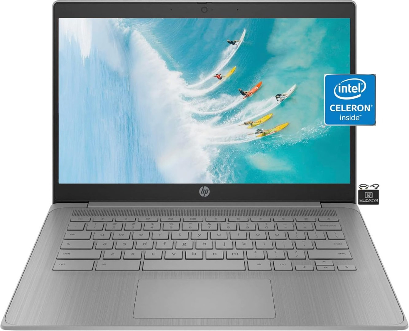 HP Chromebook 2023 for Students and Business: 14" HD Display, Intel Celeron N4120, 4GB RAM, 64GB eMMC, Modern Gray with Hubxcel Accessory