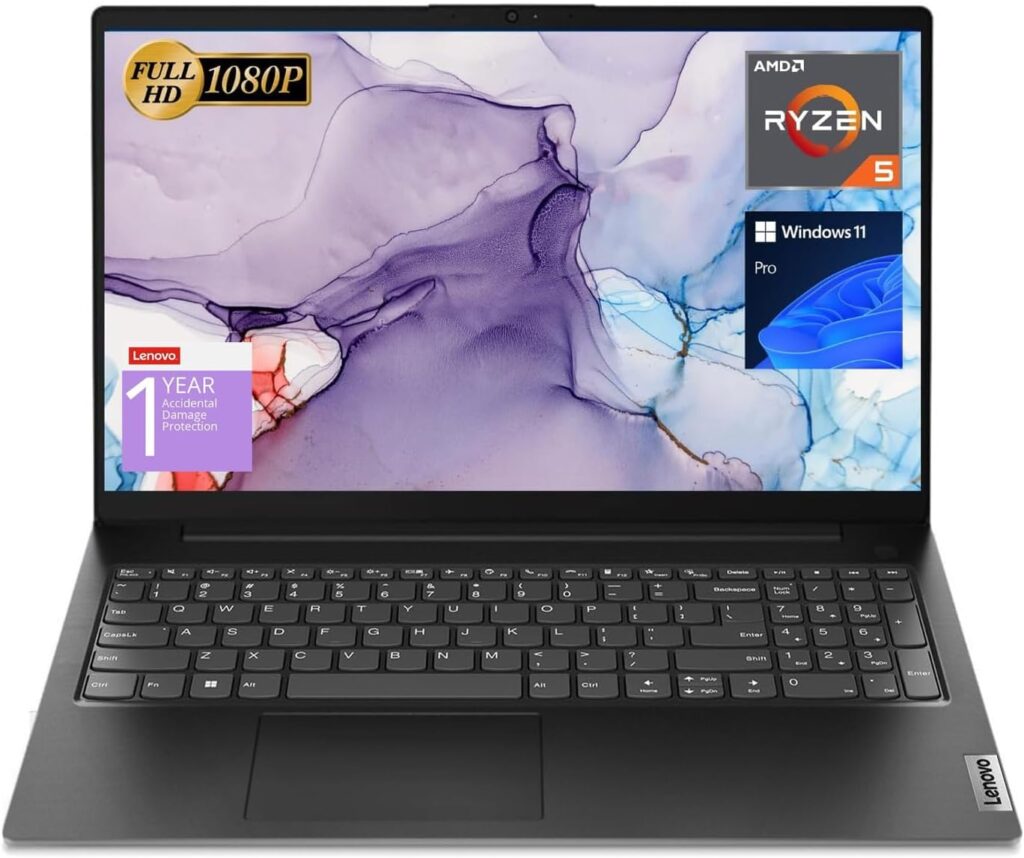 Lenovo V15 Laptop: AMD Ryzen 5 5500U, 16GB RAM, 512GB SSD, 15.6" FHD Display, Windows 11 Pro